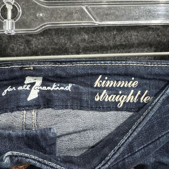 7 For All Mankind Jeans Womens 25 Blue Kimmie Straight Leg Stretch Denim Midrise - Picture 3 of 11
